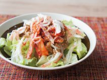 かにかま胡麻キムチ納豆オリーブサラダ