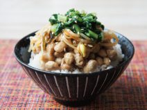 大根菜ナムル納豆麦ごはん