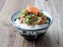 焼き明太子ネギ納豆麦ごはん