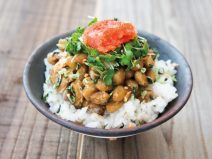 明太子ブロッコリースプラウト納豆麦ごはん