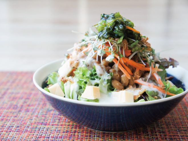 わさび野沢菜昆布納豆スモークチーズオニオンサラダ