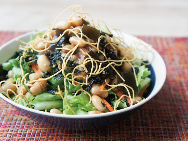 ザクザクわかめ昆布豆納豆パリパリ麺サラダ