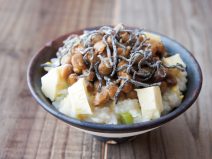 塩昆布アーモンドチーズ納豆おかゆ